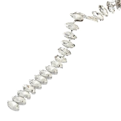 Strasskette als Verzierung Kristall-Strassbesatz, Splitterbasis, Glasbecherkette, Strass-Applikation for Aufnähen(Style3 7x15mm) von ZythrXLate