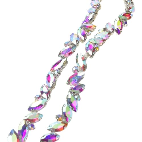 Strasskette als Verzierung Multiplizieren Sie Farbe Bling Kristall Strass Blatt Form Kette DIY Taschen Schuhe Kleidung Zubehör(Color2,1 yard) von ZythrXLate