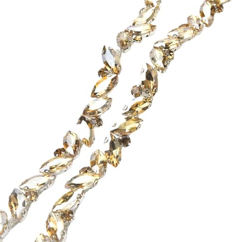 Strasskette als Verzierung Multiplizieren Sie Farbe Bling Kristall Strass Blatt Form Kette DIY Taschen Schuhe Kleidung Zubehör(Color3,45cm) von ZythrXLate