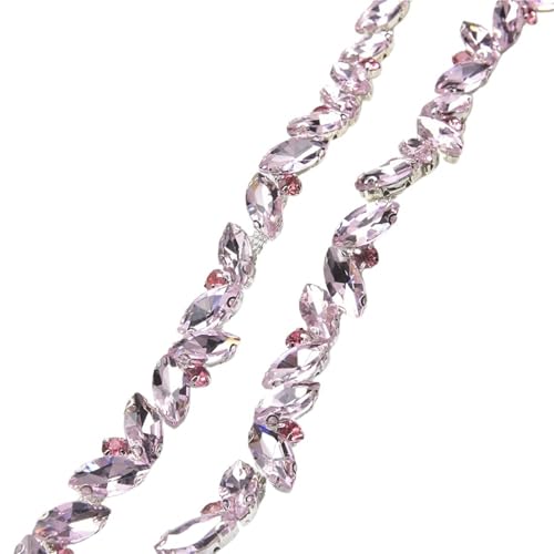 Strasskette als Verzierung Multiplizieren Sie Farbe Bling Kristall Strass Blatt Form Kette DIY Taschen Schuhe Kleidung Zubehör(Pink,45cm) von ZythrXLate