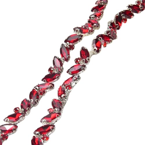 Strasskette als Verzierung Multiplizieren Sie Farbe Bling Kristall Strass Blatt Form Kette DIY Taschen Schuhe Kleidung Zubehör(Red,45cm) von ZythrXLate
