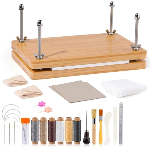 ZythrXLate Buchbinde-Sets Buchbinder-Werkzeugset aus Kunststoff mit Falzbein und gewachstem Faden tragbarer Bindepresse Paulownia-Holz(Type2) von ZythrXLate