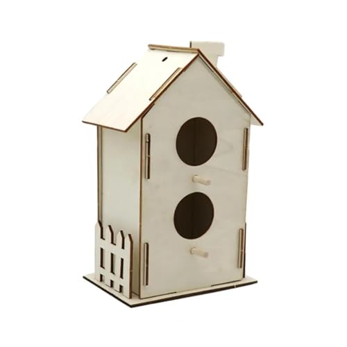 ZythrXLate DIY Holz Vogelhaus Kit Unvollendetes Log Home Craft Projekt mit Farbe Holzhandwerk Jungen und Mädchen Graffiti Vogelnest für Garten, Hinterhof(Color 2) von ZythrXLate