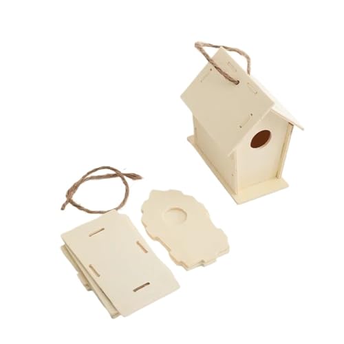 ZythrXLate DIY Vogelhaus aus Holz mit Umhängeband, Outdoor-Zubehör, Heimtierbedarf, hängendes Vogelhaus for den Außenbalkon, Vogelhaus für Garten, Hinterhof(Color 1) von ZythrXLate