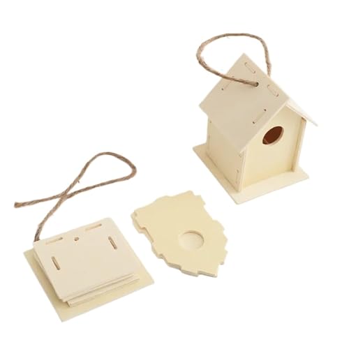ZythrXLate DIY Vogelhaus aus Holz mit Umhängeband, Outdoor-Zubehör, Heimtierbedarf, hängendes Vogelhaus for den Außenbalkon, Vogelhaus für Garten, Hinterhof(Color 2) von ZythrXLate