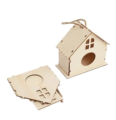 ZythrXLate DIY Vogelhaus aus Holz mit Umhängeband, Outdoor-Zubehör, Heimtierbedarf, hängendes Vogelhaus for den Außenbalkon, Vogelhaus für Garten, Hinterhof(Color 4) von ZythrXLate