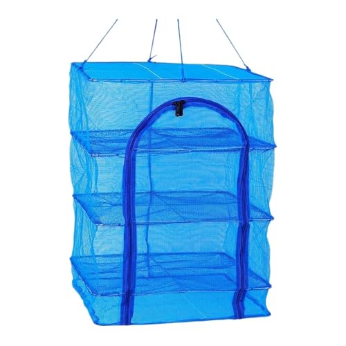 ZythrXLate Faltbarer Fischkäfig, Hängekorb, Trockner, Kleiderbügel, Fischernetz, Obst, Gemüse, Nylon, mehrschichtige Maschine, Garnelen-Trocknungsnetz für Wohnungen, Wäscherei(66X40X40cm) von ZythrXLate