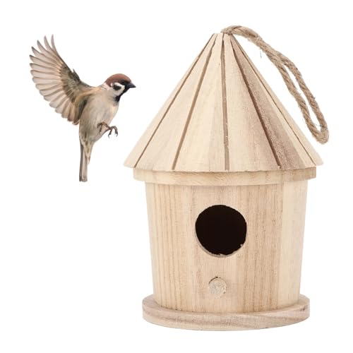 ZythrXLate Vogelhaus Aus Holz, DIY Rundes Vogelnest Aus Holz for Aufhängen for Den Garten Im Freien, Traditioneller Vogelnistkasten Aus Holz für Garten, Hinterhof von ZythrXLate