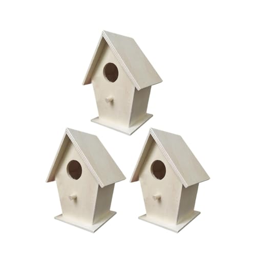 ZythrXLate Vogelhaus aus Holz zur Wandmontage for kleine Vögel, schönes Vogelnest mit Sitzstangen, solides Vogelhaus, wetterfest für Garten, Hinterhof(White 3pcs) von ZythrXLate