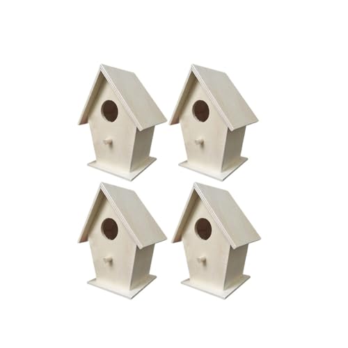 ZythrXLate Vogelhaus aus Holz zur Wandmontage for kleine Vögel, schönes Vogelnest mit Sitzstangen, solides Vogelhaus, wetterfest für Garten, Hinterhof(White 4pcs) von ZythrXLate
