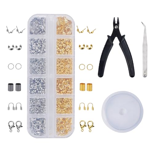 Zythrem 1200 Stück Schmuckherstellung Zubehör Set, Quetschperlen, Verschlüsse für Armbänder, Kettenverschluss, Offene Biegeringe, Quetschkalotten für Anfänger Selber Machen Zythrem 1200 Stück Schmuckherstellung Zubehör Set, Quetschperlen, Verschlüsse für Armbänder, Kettenverschluss, Offene Biegeringe, Quetschkalotten für Anfänger Selber Machen von Zythrem