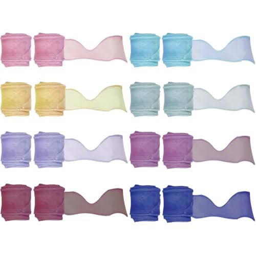 Zythrem 16 Rolls Farbe Organzaband, Transparentes Geschenkband, Farbiges Chiffonband, Tüllband Hochzeit Schleifenband, Blumenstrauß, Dekoration, Geschenkverpackung(4cm x 2.2m) von Zythrem