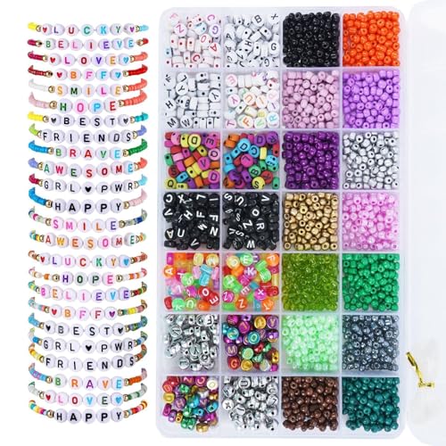 Zythrem 4mm Perlen für Armbänder,24 Bunte Perlen Zum Auffädeln Set Selber Machen Perlen Buchstaben Perlen für Armbänder,Perlen zum Auffädeln für DIY-Armband-Bastelset, Partys, Feiertage Zythrem 4mm Perlen für Armbänder,24 Bunte Perlen Zum Auffädeln Set Selber Machen Perlen Buchstaben Perlen für Armbänder,Perlen zum Auffädeln für DIY-Armband-Bastelset, Partys, Feiertage von Zythrem