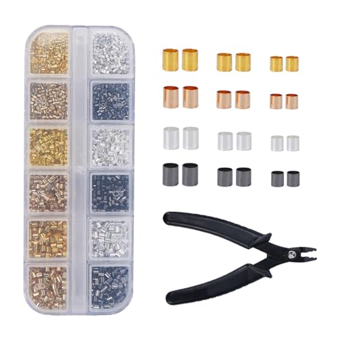 Zythrem 2200 Stück Quetschperlen, 1,5mm/2mm/2,5mm Quetschperlen Silber Gold, Quetschperlen Set, Mixed Tube Crimp Perlen, Crimpperlen die Schmuckherstellung für Armbänder, Halsketten Zythrem 2200 Stück Quetschperlen, 1,5mm/2mm/2,5mm Quetschperlen Silber Gold, Quetschperlen Set, Mixed Tube Crimp Perlen, Crimpperlen die Schmuckherstellung für Armbänder, Halsketten von Zythrem