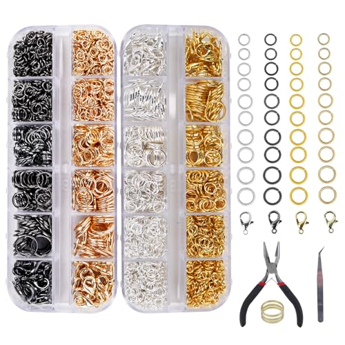 Zythrem 2880 Stück Kettenverschluss, Verschlüsse für Armbänder Set, Biegeringen für Schmuckhandwer, Schmuckherstellung Zubehör Golden Silber Jump Rings für Schmuck Basteln DIY Zythrem 2880 Stück Kettenverschluss, Verschlüsse für Armbänder Set, Biegeringen für Schmuckhandwer, Schmuckherstellung Zubehör Golden Silber Jump Rings für Schmuck Basteln DIY von Zythrem