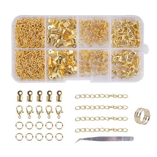 Zythrem 300 Stück Schmuckherstellung Zubehör, Kettenverschluss, Lobster Clasp, Biegeringe, Armband Verschluss Set, Armband Verschlüsse für Schmuckherstellung, Gold Zythrem 300 Stück Schmuckherstellung Zubehör, Kettenverschluss, Lobster Clasp, Biegeringe, Armband Verschluss Set, Armband Verschlüsse für Schmuckherstellung, Gold von Zythrem