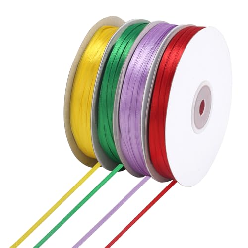 Zythrem 4 Farben Schleifenband 3mm x 91m Dünnes Stoffband Seidenband zum Basteln Geschenkband Satinband für Geschenkverpackungen Geburtstag Weihnachten Hochzeit Party Dekoration Zythrem 4 Farben Schleifenband 3mm x 91m Dünnes Stoffband Seidenband zum Basteln Geschenkband Satinband für Geschenkverpackungen Geburtstag Weihnachten Hochzeit Party Dekoration von Zythrem