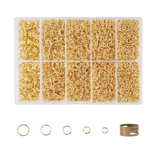 Zythrem 4600 Stück Biegeringe Kit, 4-8mm Biegeringe, Offene Biegeringe, Metall Sprungringe Set, Biegeringe Schmuckherstellung Ringe Schmuck für DIY, Kettenring für Halskette Armbänder, Golden von Zythrem