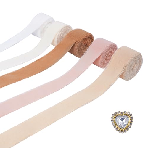 Zythrem 5 Rollen Chiffonband 4cm*6.3M Handgefertigtes Fransen-Stoffband Handgefertigte Chiffonbänder für Hochzeitseinladungen für Geschenkverpackungen, Dekorationen von Zythrem