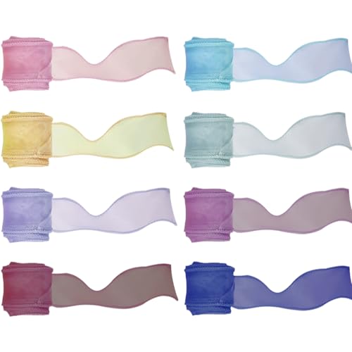 Zythrem 8 Rolls Farbe Organzaband, 4cm x 10m Transparentes Geschenkband, Farbiges Chiffonband, Tüllband Hochzeit Schleifenband, Blumenstrauß, Dekoration, Geschenkverpackung Zythrem 8 Rolls Farbe Organzaband, 4cm x 10m Transparentes Geschenkband, Farbiges Chiffonband, Tüllband Hochzeit Schleifenband, Blumenstrauß, Dekoration, Geschenkverpackung von Zythrem