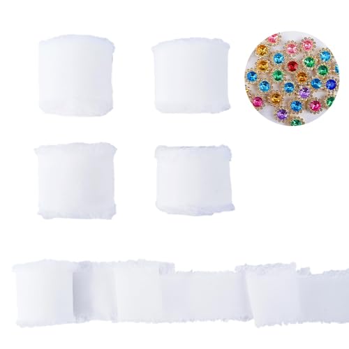 Zythrem Schleifenband Hochzeit Geschenkband Breit Stoff Chiffonband Stoffband Geschenkbänder 5 Rollen 4cm*6.3M Seidenähnliches Band mit ausgefransten Rändern für Hochzeiten Geschenke,DIY von Zythrem