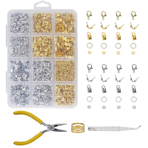 Zythrem Schmuckherstellung Zubehör, 1273 Stück Kettenverschluss, Verschlüsse für Armbänder, Offene Biegeringe, Crimpenden, Werkzeuge für Schmuckherstellung und Restauration Zythrem Schmuckherstellung Zubehör, 1273 Stück Kettenverschluss, Verschlüsse für Armbänder, Offene Biegeringe, Crimpenden, Werkzeuge für Schmuckherstellung und Restauration von Zythrem