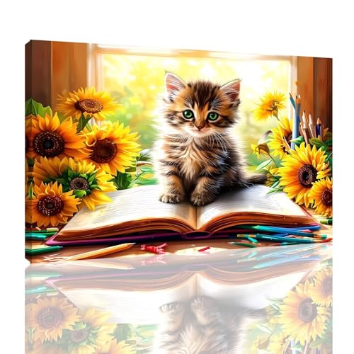 Katze Malen Nach Zahlen Erwachsene mit Rahmen, Malen Nach Zahlen SonnenBlumen Paint by Numbers Adult Knitterfreie Leinwand Kit, DIY Handgemalt Ölgemälde Kreativ Set, Geschenke für Frauen 90X120CM,kk-8 Katze Malen Nach Zahlen Erwachsene mit Rahmen, Malen Nach Zahlen SonnenBlumen Paint by Numbers Adult Knitterfreie Leinwand Kit, DIY Handgemalt Ölgemälde Kreativ Set, Geschenke für Frauen 90X120CM,kk-8 von Zyupwjyy