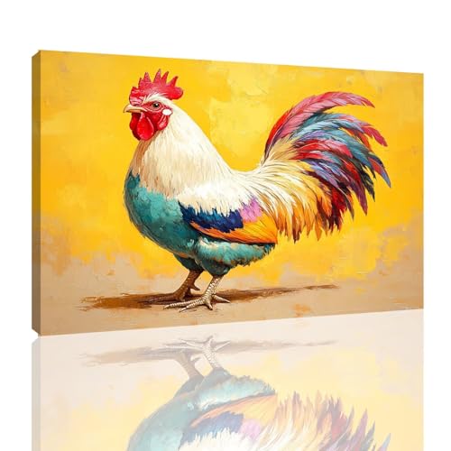 Malen Nach Zahlen Erwachsene Bunt Paint by Numbers Hahn Malen Nach Zahlen mit Rahmen 30x40cm DIY Handgemalt Ölgemälde Set Mit 3 Pinseln und Acrylfarbe, Knitterfreie Leinwand, Deko Wohnzimmer,kk-41 von Zyupwjyy