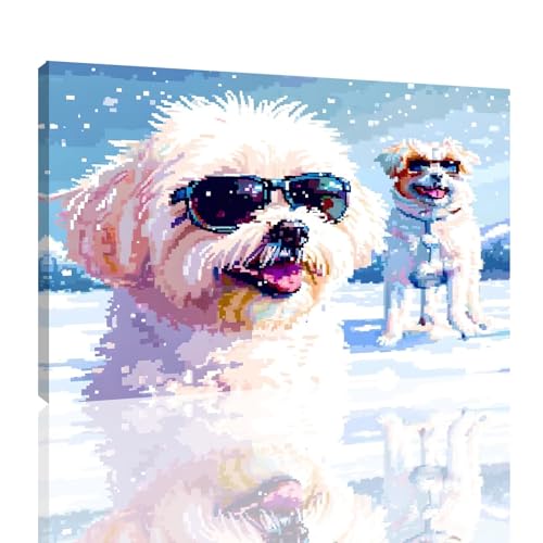 Malen Nach Zahlen Erwachsene Hund Paint by Numbers Tiere Malen Nach Zahlen mit Rahmen 30x40cm DIY Handgemalt Ölgemälde Set Mit 3 Pinseln und Acrylfarbe, Knitterfreie Leinwand, Deko Wohnzimmer,kk-19 von Zyupwjyy