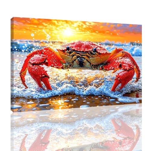Malen Nach Zahlen Erwachsene Tiere Paint by Numbers Krabbe Malen Nach Zahlen mit Rahmen 20x30cm DIY Handgemalt Ölgemälde Set Mit 3 Pinseln und Acrylfarbe, Knitterfreie Leinwand, Deko Wohnzimmer,kk-11 von Zyupwjyy