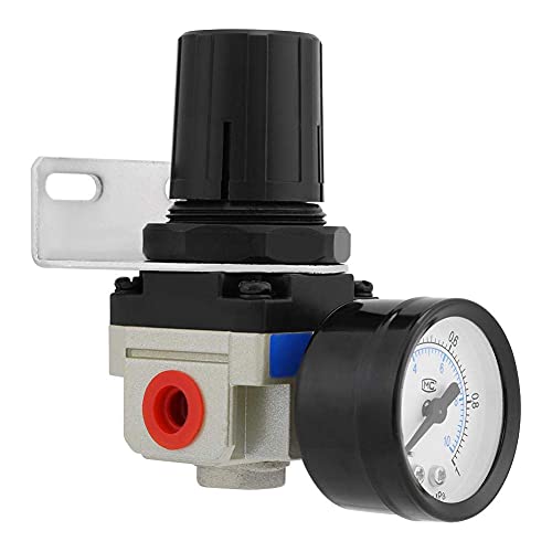AR2000-02 Luftdruckregler, G1 / 4 Luftregler Kompressor Manometer Entlastungsregelventil für Industrie Schwarz Drehform von Zyyini