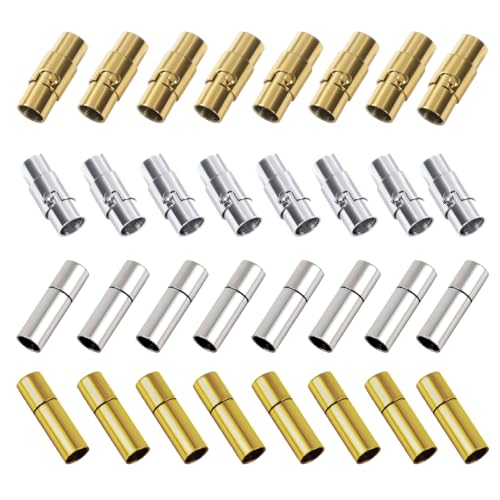 Zzcy 32 Stück Armband Verschluss 4mm Magnetverschluss Armband Gold&Silber Halskette Schnur VerschlüSse Leder Endkappen zur Schmuckherstellung Zzcy 32 Stück Armband Verschluss 4mm Magnetverschluss Armband Gold&Silber Halskette Schnur VerschlüSse Leder Endkappen zur Schmuckherstellung von Zzcy
