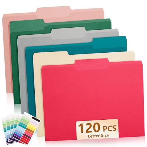 Farbige Aktenordner, 1/3-geschnittene Reiter, Briefgröße, verschiedene Farben, Organizer für Schule, Zuhause, Büro, Geschäft (120 Stück, verschiedene Farben) von Zzrywuty