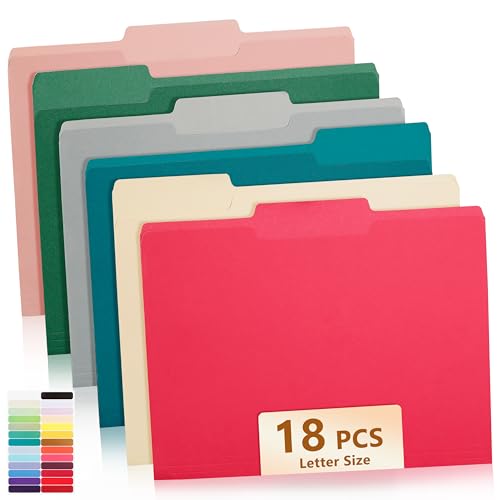 Farbige Aktenordner, 1/3-geschnittene Reiter, Briefgröße, verschiedene Farben, Organizer für Schule, Zuhause, Büro, Geschäft (18 verschiedene Farben) von Zzrywuty