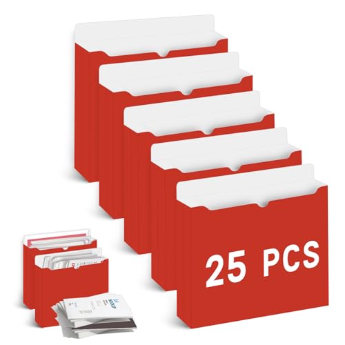 Zzrywuty 5,1 cm erweiterbarer Aktenordner in Briefgröße für Dokumente, robuste Aktenhüllen, rote Fächermappen für Schule, Studenten, Büro, Geschäft (25 Stück) von Zzrywuty