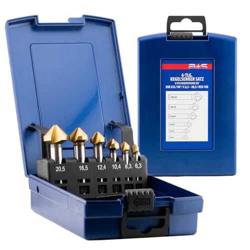 a+s Albrecht & Schulte Kegelsenker Set HSS-G mit TiN-Beschichtung – 6-teiliges Senker Set 90° nach DIN 335 C, für Metall, Holz, Aluminium & Kunststoff, in ABS-Kassette, präzisionsgeschliffen a+s Albrecht & Schulte Kegelsenker Set HSS-G mit TiN-Beschichtung – 6-teiliges Senker Set 90° nach DIN 335 C, für Metall, Holz, Aluminium & Kunststoff, in ABS-Kassette, präzisionsgeschliffen von a+s
