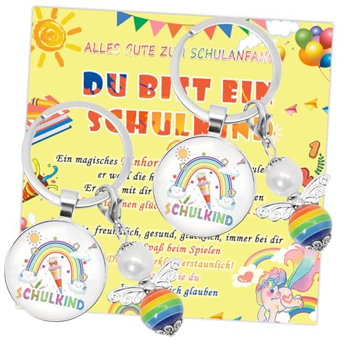 2 Stück Schutzengel Schlüsselanhänger Schulkind 2025,Schulanfang Glücksbringer,Schultüte Füllung Schulanfang,Einschulung Geschenk Jungen Mädchen Kinder (I) von a ray of sunshine