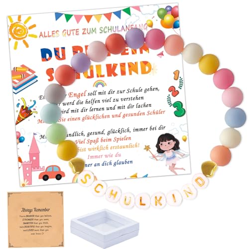 Schönes Armband zur Einschulung,Einschulung Geschenk Mädchen Ärmbänder,2025 Schulkind Schultüte Füllung,Einschulung Grußkarte Geschenkbox,Schulanfang Glücksbringer Stimmungsarmband für Kinder von a ray of sunshine