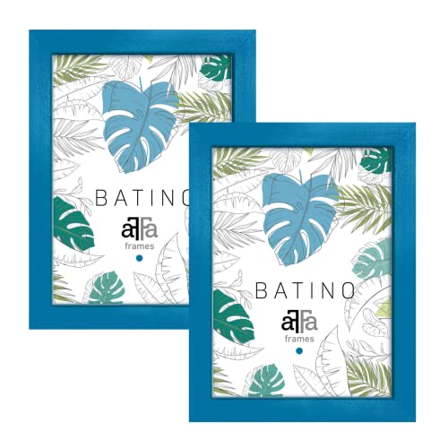 aFFa frames, Batino, 2er Set Bilderrahmen Holz, photo frame, holzrahmen mit Acrylglasfront, HDF-Hintergrund, bilderrahmen Blau, A4, 21x29,7 cm von aFFa frames