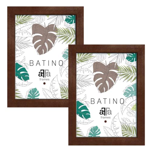 aFFa frames, Batino, 2er Set Bilderrahmen aus Holz, hell, rechteckig, mit Acrylglasfront, HDF-Hintergrund, Braun, A4, 21x29,7 cm von aFFa frames