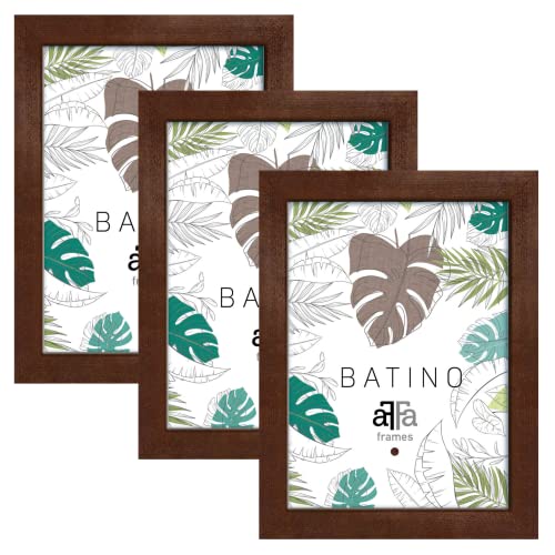 aFFa frames, Batino, 3er Set Bilderrahmen aus Holz, hell, rechteckig, mit Acrylglasfront, HDF-Hintergrund, Braun, A3, 29,7x42 cm von aFFa frames