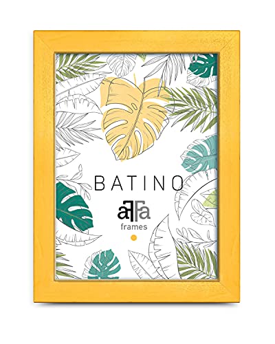aFFa frames, Batino, Bilderrahmen aus Holz, hell, rechteckig, mit Acrylglasfront, HDF-Hintergrund, gelb, 15x21 cm von aFFa frames