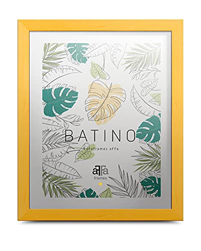aFFa frames, Batino, Bilderrahmen aus Holz, hell, rechteckig, mit Acrylglasfront, HDF-Hintergrund, gelb, 24x30 cm von aFFa frames