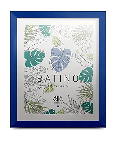 aFFa frames, Batino, Bilderrahmen aus Holz, hell, rechteckig, mit Acrylglasfront, HDF-Hintergrund, marineblau, 24x30 cm von aFFa frames