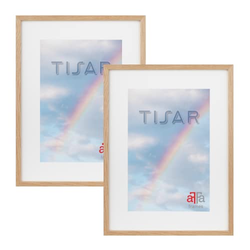aFFa frames, Tisar, 2er Set Bilderrahmen aus Holz, Hell, Rechteckig, Mit Acrylglasfront, Eiche, A3, 29,7x42 cm von aFFa frames