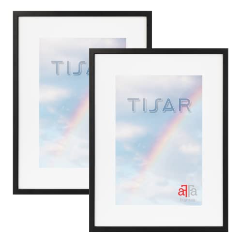 aFFa frames, Tisar, 2er Set Bilderrahmen aus Holz, Hell, Rechteckig, Mit Acrylglasfront, Schwarz, A3, 29,7x42 cm von aFFa frames