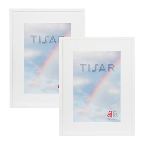 aFFa frames, Tisar, 2er Set Bilderrahmen aus Holz, Hell, Rechteckig, Mit Acrylglasfront, Weiß, A3, 29,7x42 cm von aFFa frames
