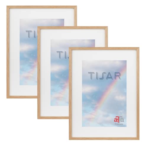 aFFa frames, Tisar, 3er Set Bilderrahmen aus Holz, Hell, Rechteckig, Mit Acrylglasfront, Eiche, A4, 21x29,7 cm von aFFa frames
