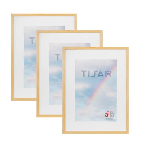 aFFa frames, Tisar, 3er Set Bilderrahmen aus Holz, Hell, Rechteckig, Mit Acrylglasfront, Natur, A4, 21x29,7 cm von aFFa frames