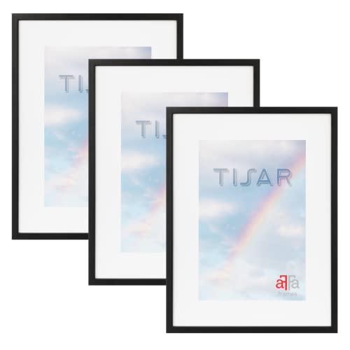 aFFa frames, Tisar, 3er Set Bilderrahmen aus Holz, Hell, Rechteckig, Mit Acrylglasfront, Schwarz, A4, 21x29,7 cm von aFFa frames